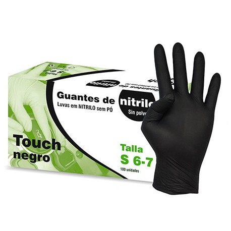 10 Guantes Nitrilo Negro (100 uds.) -S