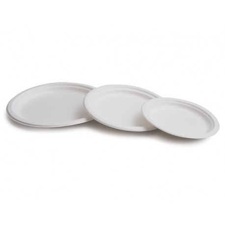 05 Plato Caña Azúcar Blanco 22cm (Paquete de 50 uds.)