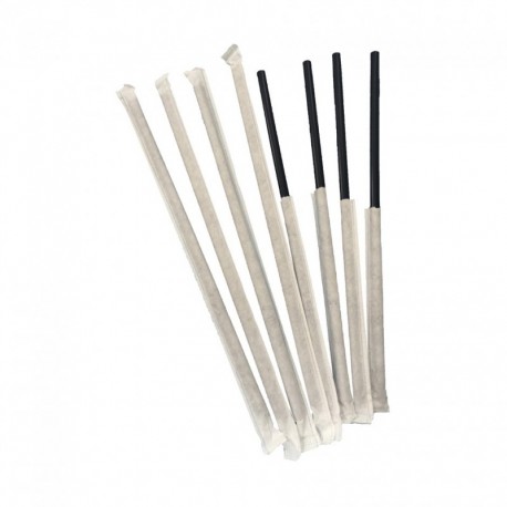 01 Cañita Enfundada Recta Plástico Reutilizable Negra 6x200 mm (Paquete de 500 uds.)