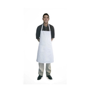 01 Delantal con peto de tela, Blanco