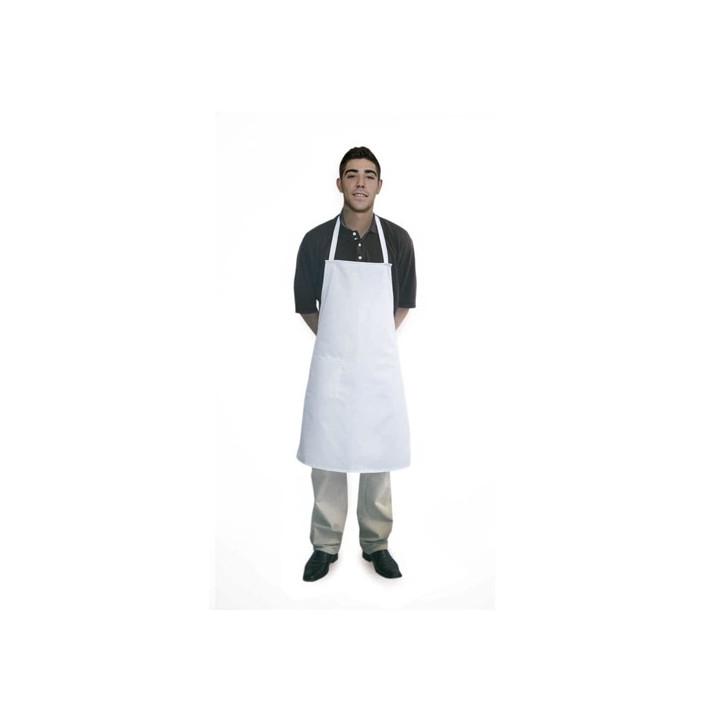 01 Delantal con peto de tela, Blanco