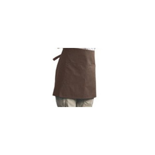 04 Mandil sin peto corto de tela, 1 bolsillo,  Marrón