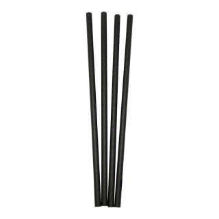 07 Cañita Recta Papel Negra 6x200 (Paquete de 100 uds.)