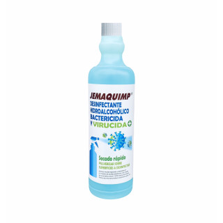 02 Jemaquimp Desinfectante Hidroalcohólico Bactericida y Virucida (Caja 15 botellas x 750 cc) Recambio