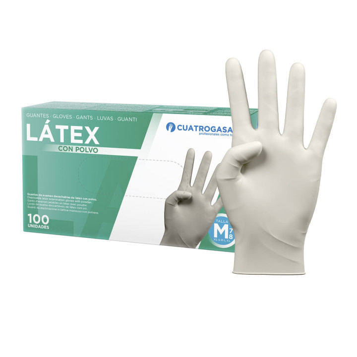 03 Guantes de Látex CON POLVO ( 100 uds.) -L