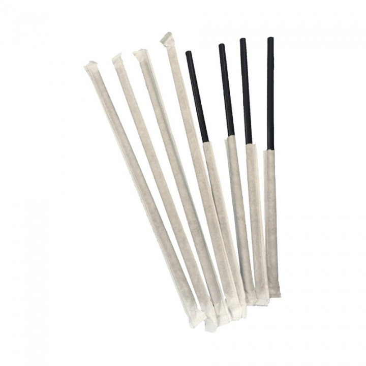 01 Cañita Enfundada Recta Plástico Reutilizable Negra 6x200 mm (Paquete de 500 uds.)