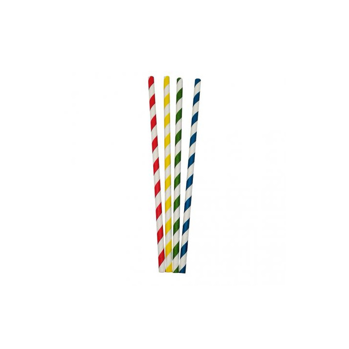 08 Cañita Recta Papel Rayas 6x200 mm (Paquete de 100 uds.)